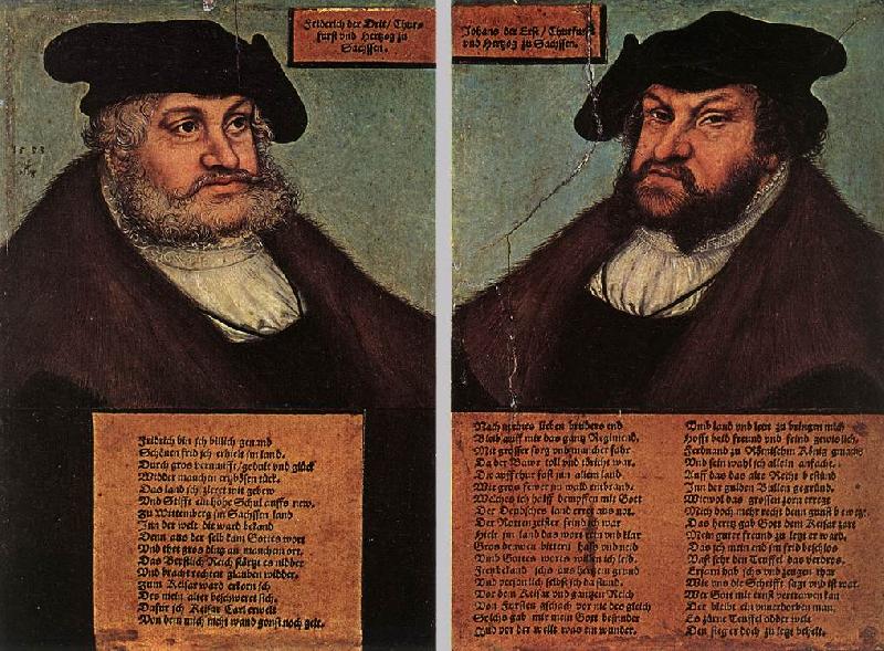 CRANACH, Lucas the Elder Portraits of Johann I and Frederick III the wise, Electors of Saxony dfg Germany oil painting art